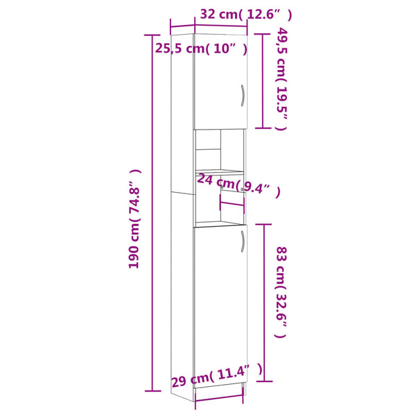 Badezimmerschrank Räuchereiche 190cm
