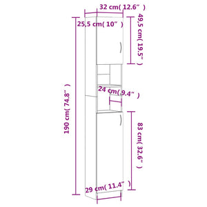 Badezimmerschrank Braun Eiche 32x25,5x190 cm
