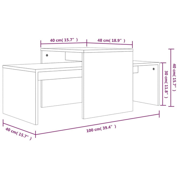 Couchtisch Set Grau Sonoma 100x48x40 cm