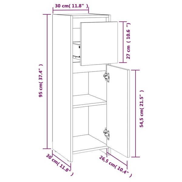 Badezimmerschrank Räuchereiche 30x30x95 cm