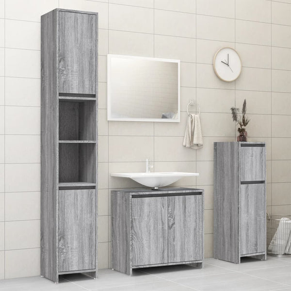 Grauer Badschrank Sonoma 30x30x95 cm