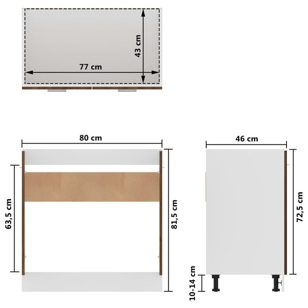 Spülenschrank Lyon Braun Eiche 80 cm