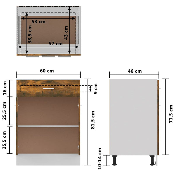 Unterschrank Lyon Räuchereiche 60 cm