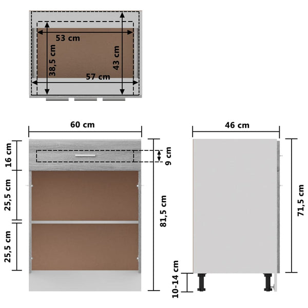 Unterschrank Lyon Grau Sonoma 60 cm