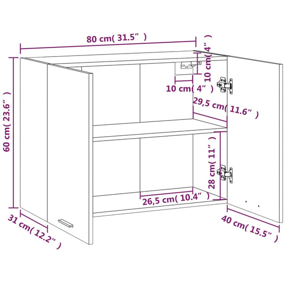 Hängeschrank Lyon Braun Eiche 80 cm