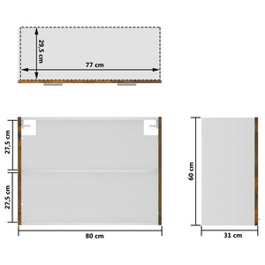 Hängeschrank Lyon Räuchereiche Glas 80 cm