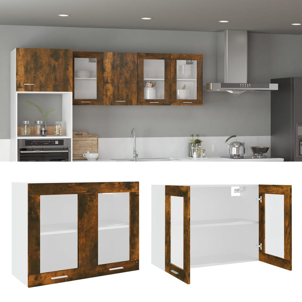 Hängeschrank Lyon Räuchereiche Glas 80 cm