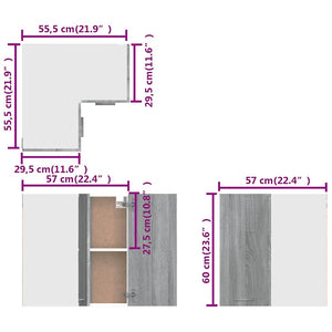 Eck-Hängeschrank Lyon Grau Sonoma 57x57x60 cm
