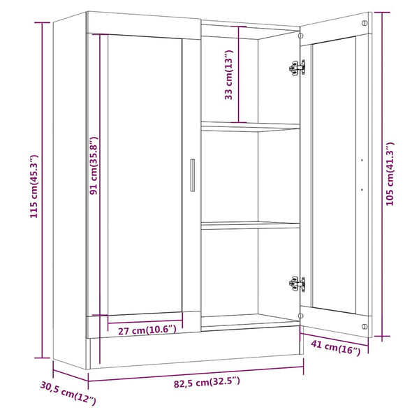 Vitrinenschrank Räuchereiche 82,5x30,5x115 cm
