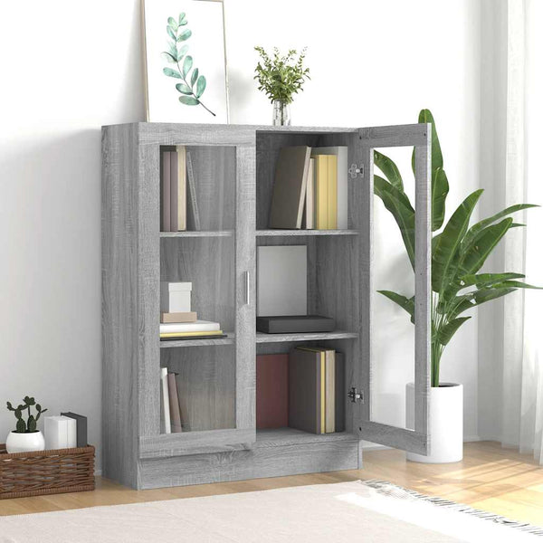 Grauer Vitrinenschrank Sonoma, 82,5x115 cm