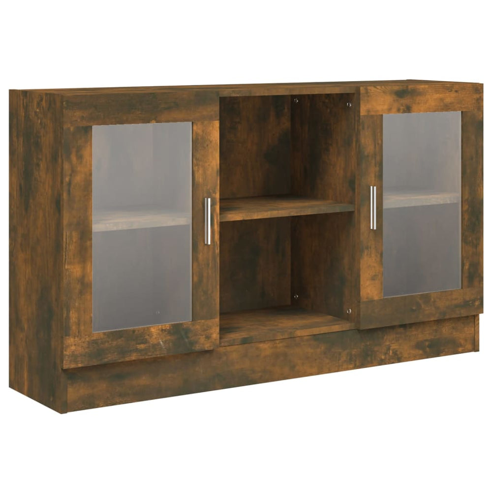 vidaXL Display Cabinet Smoked Oak 120x30.5x70 cm Engineered Wood