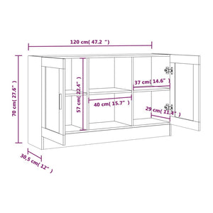 Vitrinenschrank Räuchereiche 120 cm