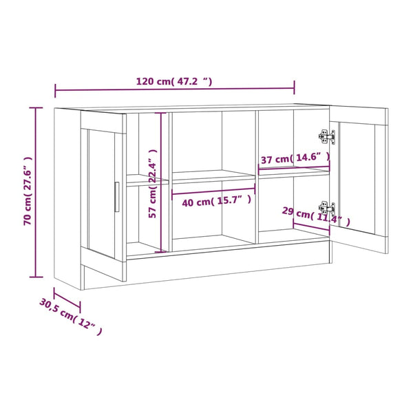 Vitrinenschrank Räuchereiche 120 cm