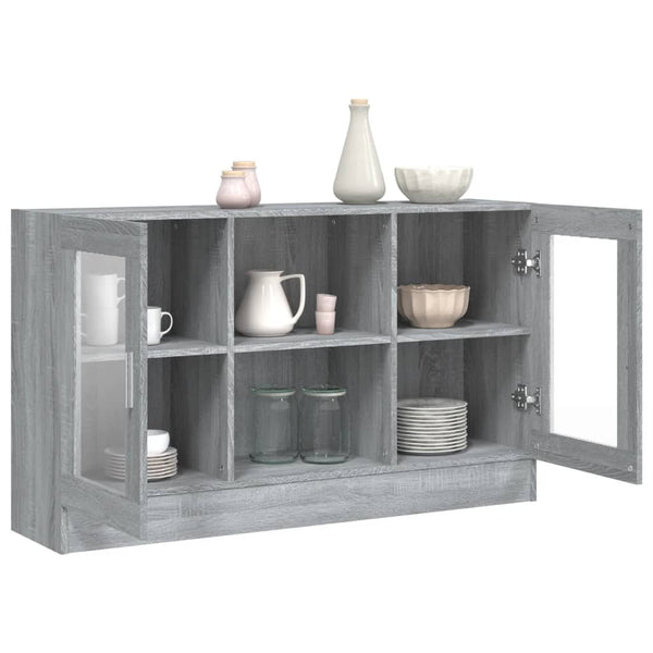 Grauer Vitrinenschrank Sonoma, 120 cm