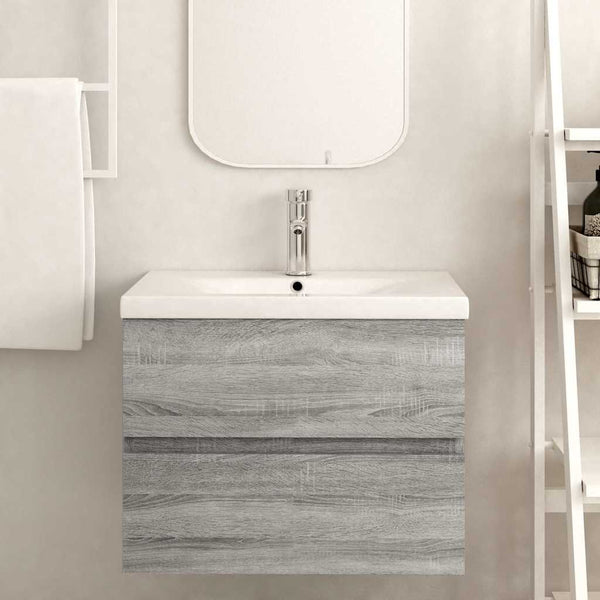 Waschbeckenunterschrank Grau Sonoma 60 cm