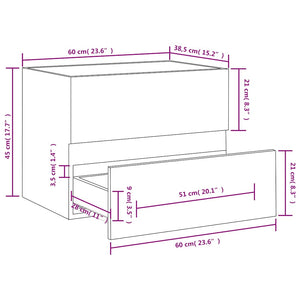 Waschbeckenunterschrank Grau Sonoma 60 cm