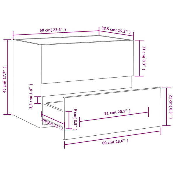 Waschbeckenunterschrank Grau Sonoma 60 cm