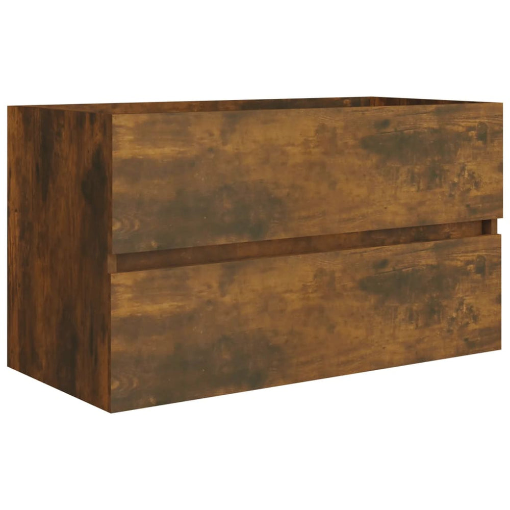 vidaXL Meuble sous-lavabo chêne fumé 80x38,5x45 cm bois d'ingénierie