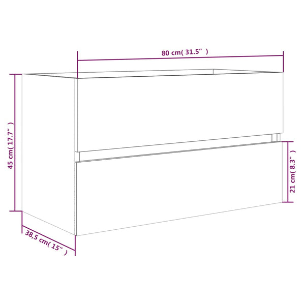 Waschbeckenschrank Räuchereiche 80 cm