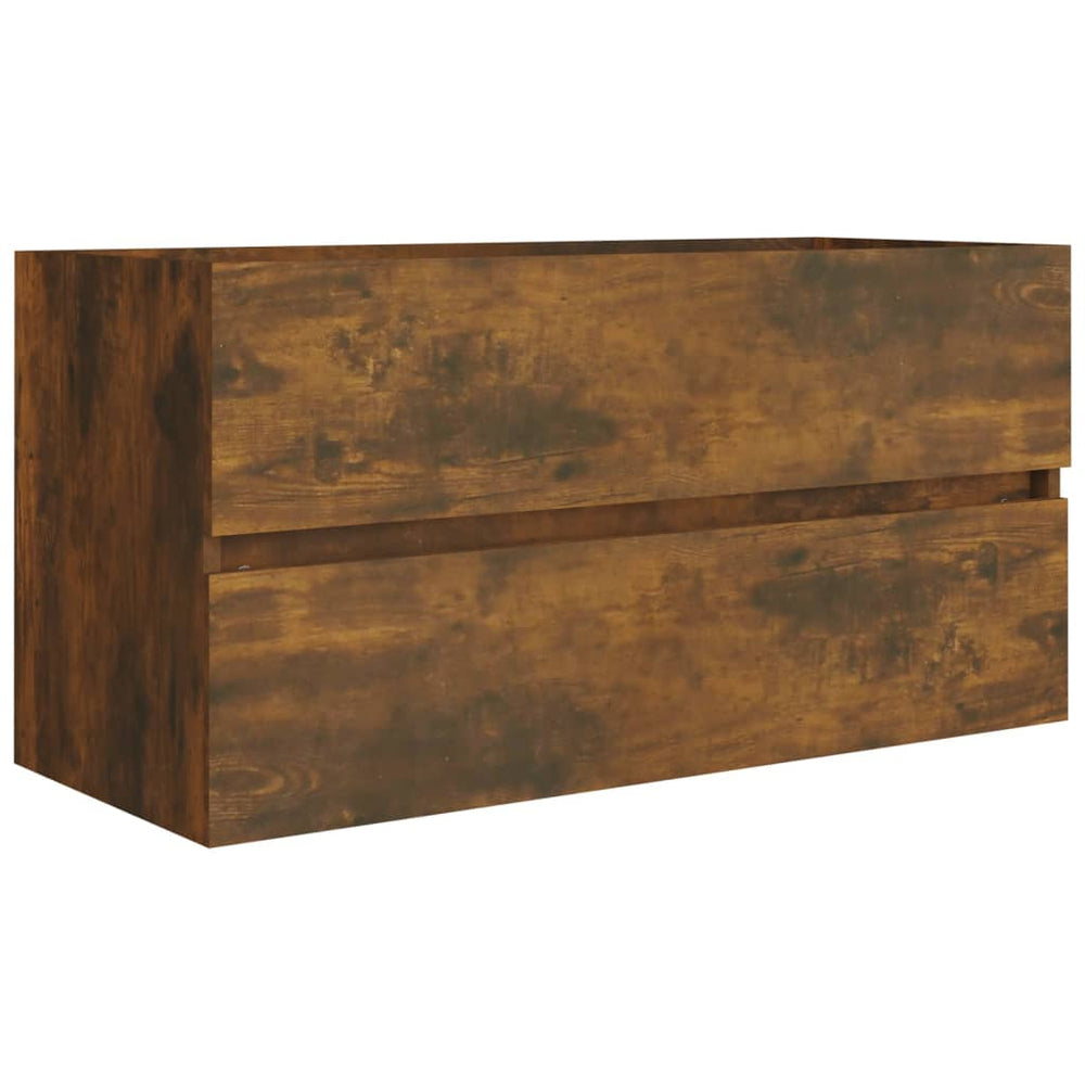 vidaXL Meuble sous-vasque chêne fumé 90x38,5x45 cm en bois d'ingénierie