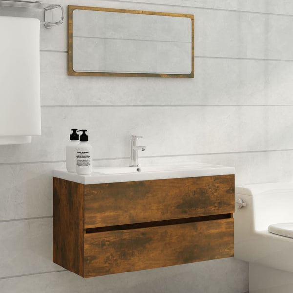 Waschbeckenschrank Räuchereiche 90 cm