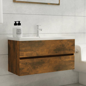 Waschbeckenschrank Räuchereiche 90 cm