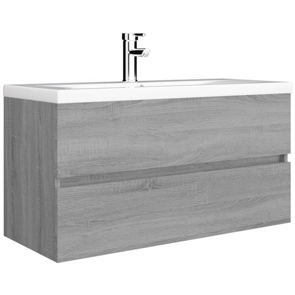 Waschbeckenunterschrank Grau Sonoma 90 cm