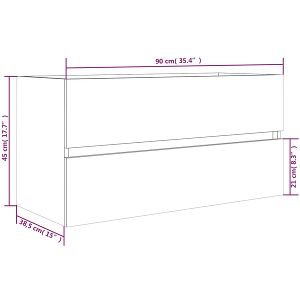 Waschbeckenunterschrank Grau Sonoma 90 cm