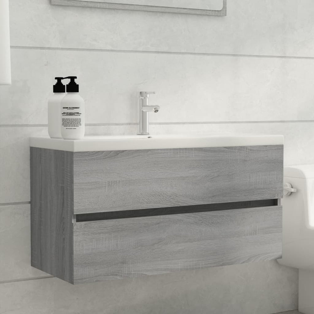vidaXL Meuble sous lavabo Gris Sonoma 90x38,5x45 cm Aggloméré