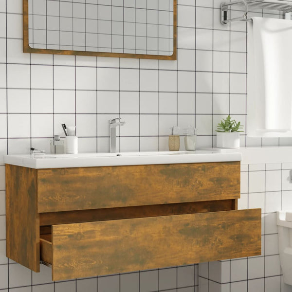 Waschbeckenschrank Räuchereiche 100 cm