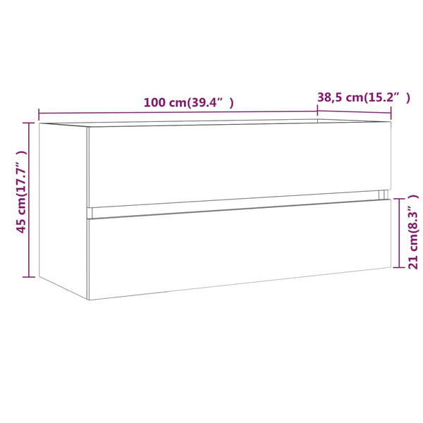 Waschbeckenschrank Räuchereiche 100 cm