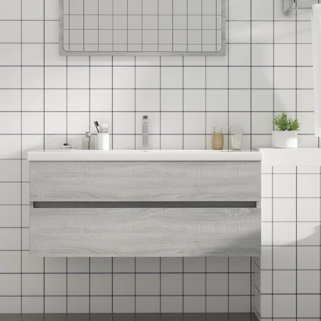 Waschbeckenunterschrank Grau Sonoma 100 cm
