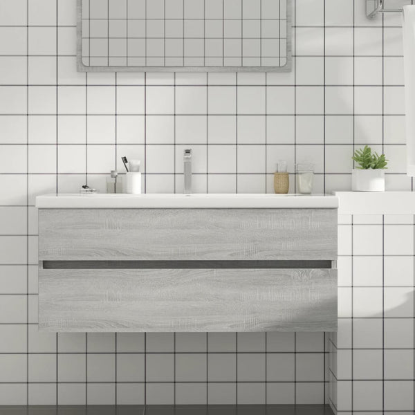 Waschbeckenunterschrank Grau Sonoma 100 cm