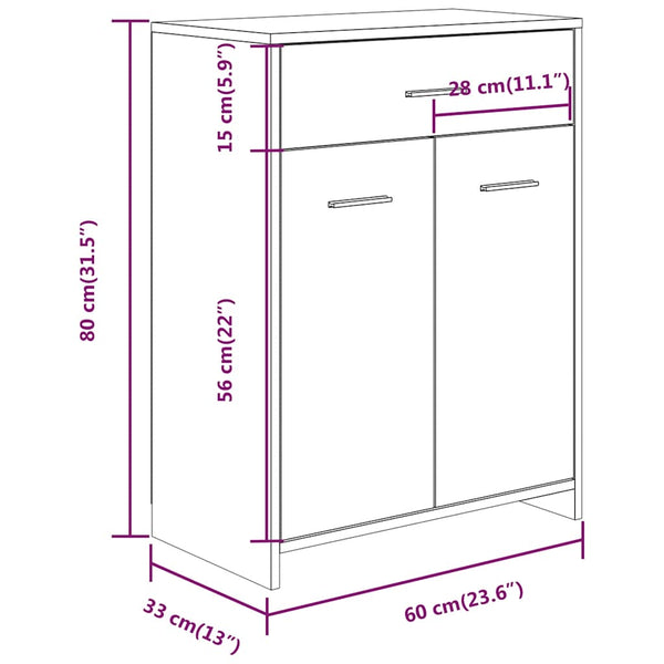 Badezimmerschrank Grau Sonoma 60x80 cm