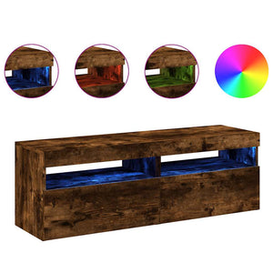 TV-Schränke mit LED-Leuchten, Räuchereiche, 2er-Set