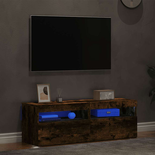 TV-Schränke mit LED-Leuchten, Räuchereiche, 2er-Set