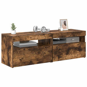 TV-Schränke mit LED-Leuchten, Räuchereiche, 2er-Set