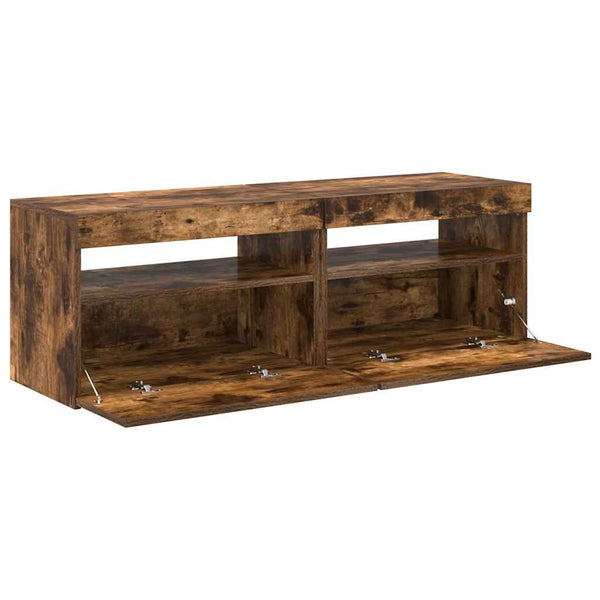 TV-Schränke mit LED-Leuchten, Räuchereiche, 2er-Set