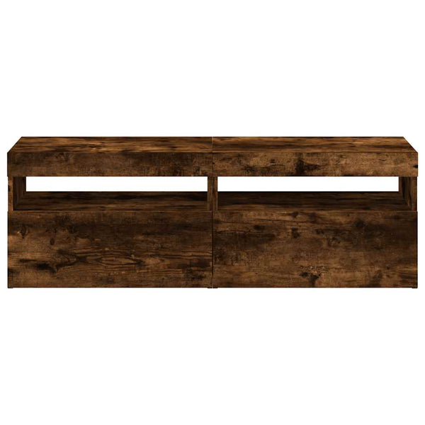 TV-Schränke mit LED-Leuchten, Räuchereiche, 2er-Set