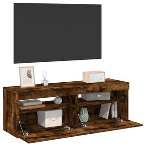 TV-Schränke mit LED-Leuchten, Räuchereiche, 2er-Set