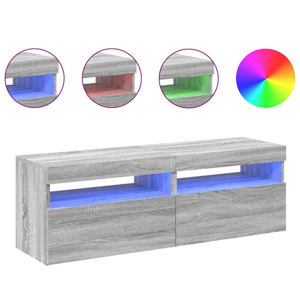 TV-Schränke mit LED Grau Sonoma 60x35x40 cm, 2er-Set