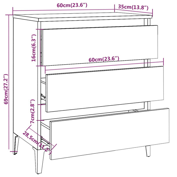 Sideboard Grau Sonoma 60 cm Holz