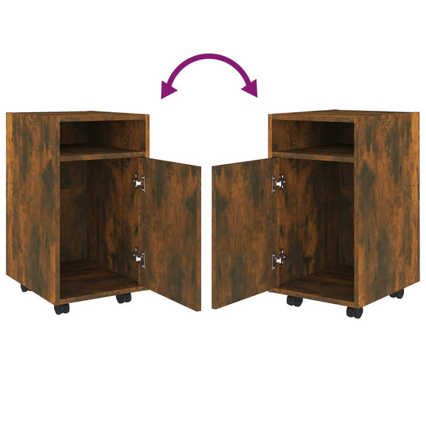 Beistellschrank Räuchereiche mit Rollen 33x38x60cm