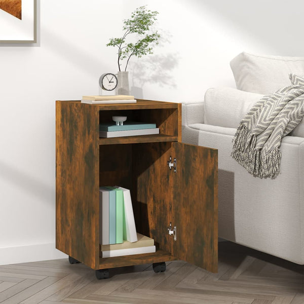 Beistellschrank Räuchereiche mit Rollen 33x38x60cm