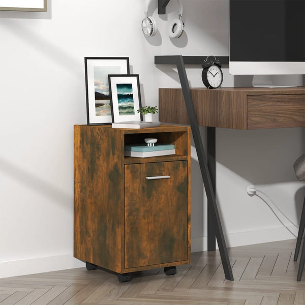 Beistellschrank Räuchereiche mit Rollen 33x38x60cm
