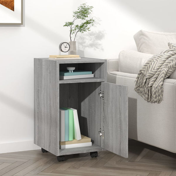 Beistellschrank mit Rollen Grau Sonoma