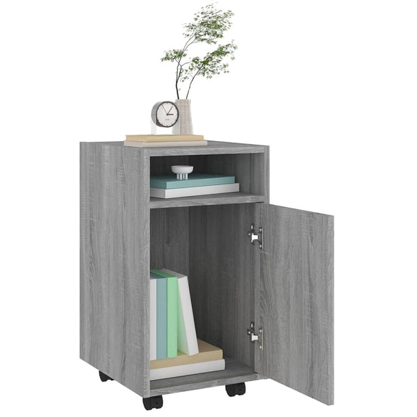 Beistellschrank mit Rollen Grau Sonoma