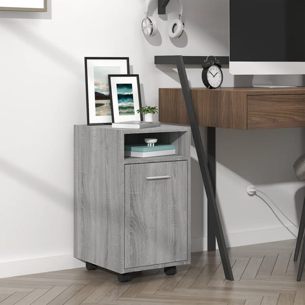 Beistellschrank mit Rollen Grau Sonoma