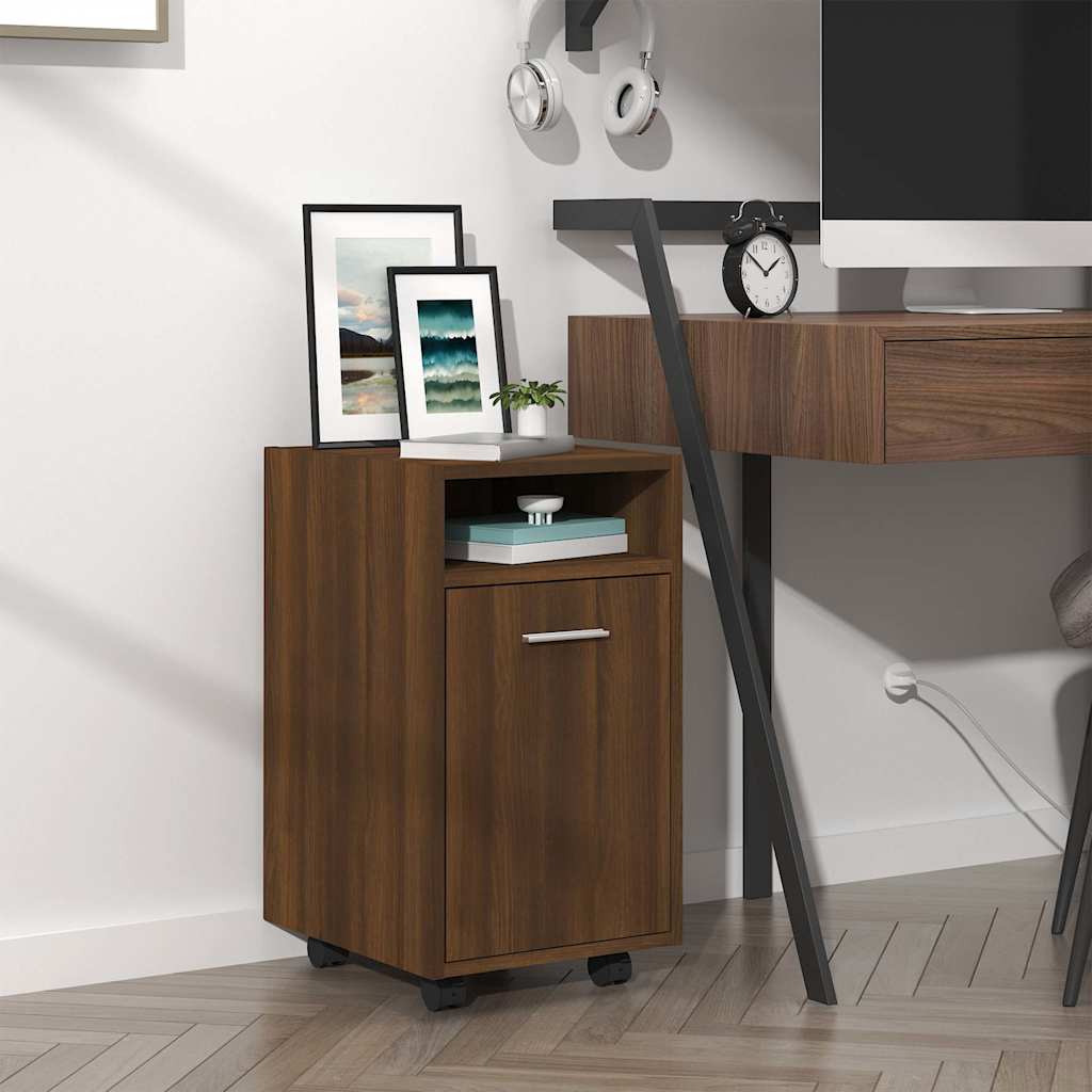 Beistellschrank Braun Eichenoptik mit Rollen