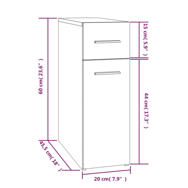 Apothekerschrank Räuchereiche 20x45,5x60 cm